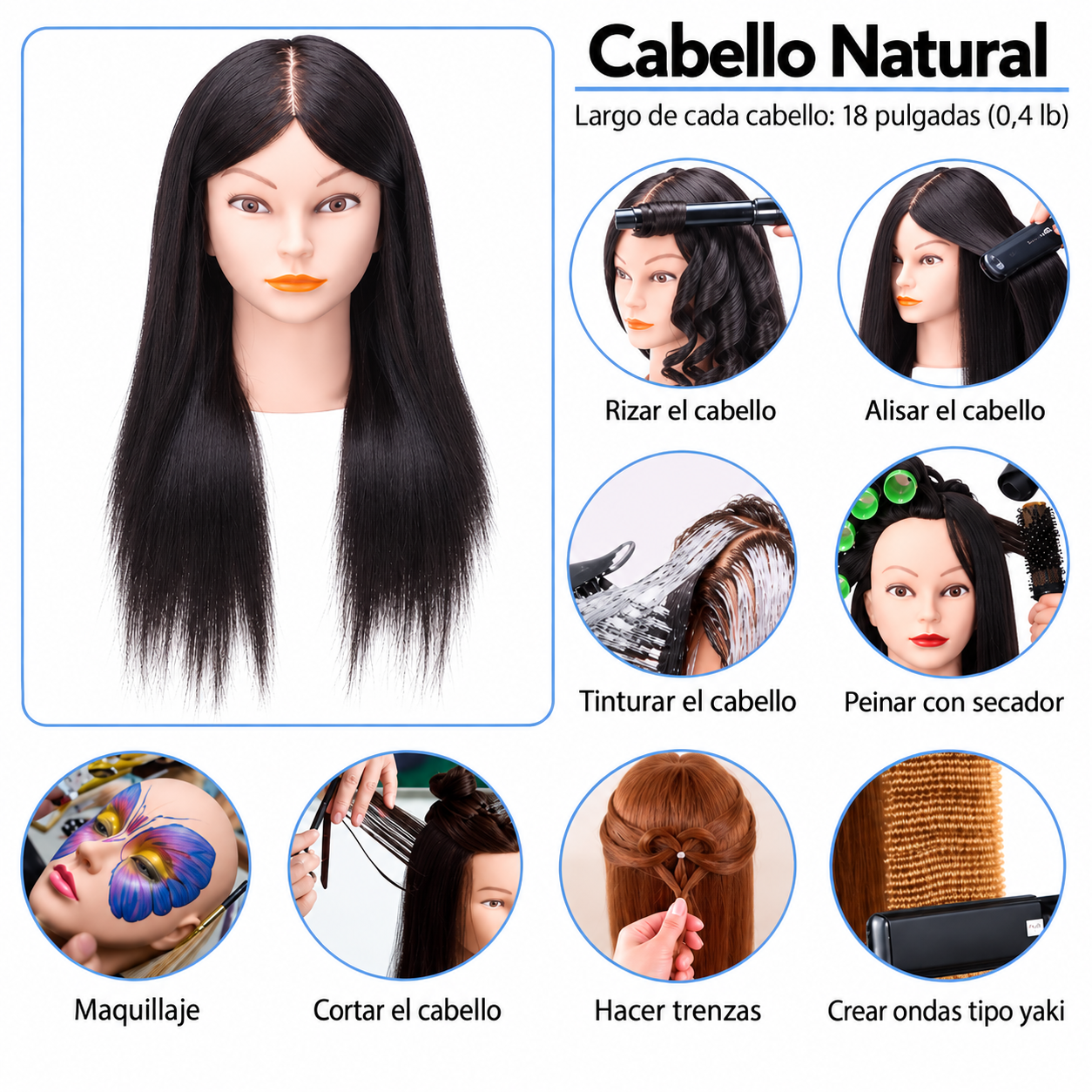 Cabeza De Estudio Cabello Natural - Imagen 2
