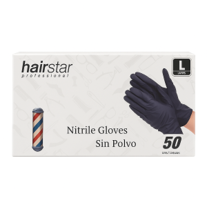 Hairstar Guantes Negros Nitrilo Talla L - 50 Un