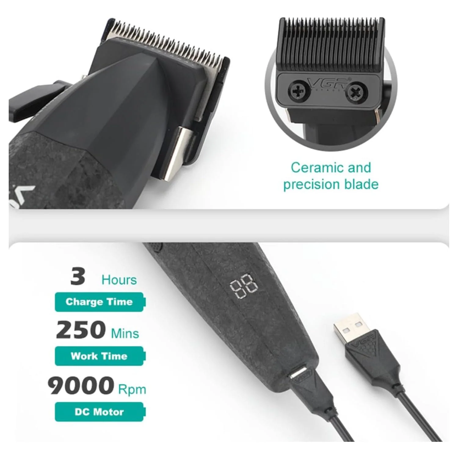 Combo Maquinas Vgr Pro Clipper Y Trimmer V-640 - Imagen 4