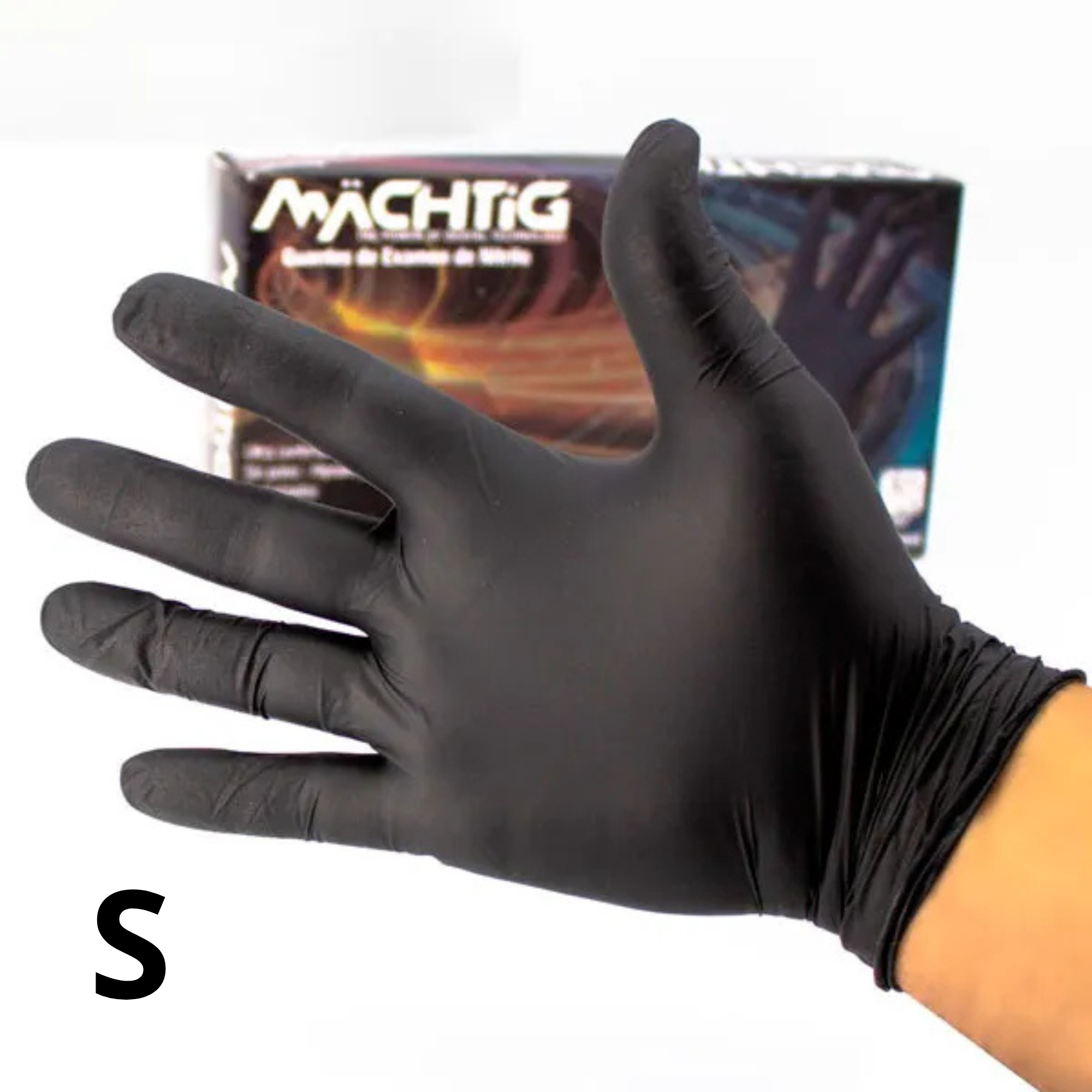 Machtig Guante Nitrilo Negro Talla S 100unds