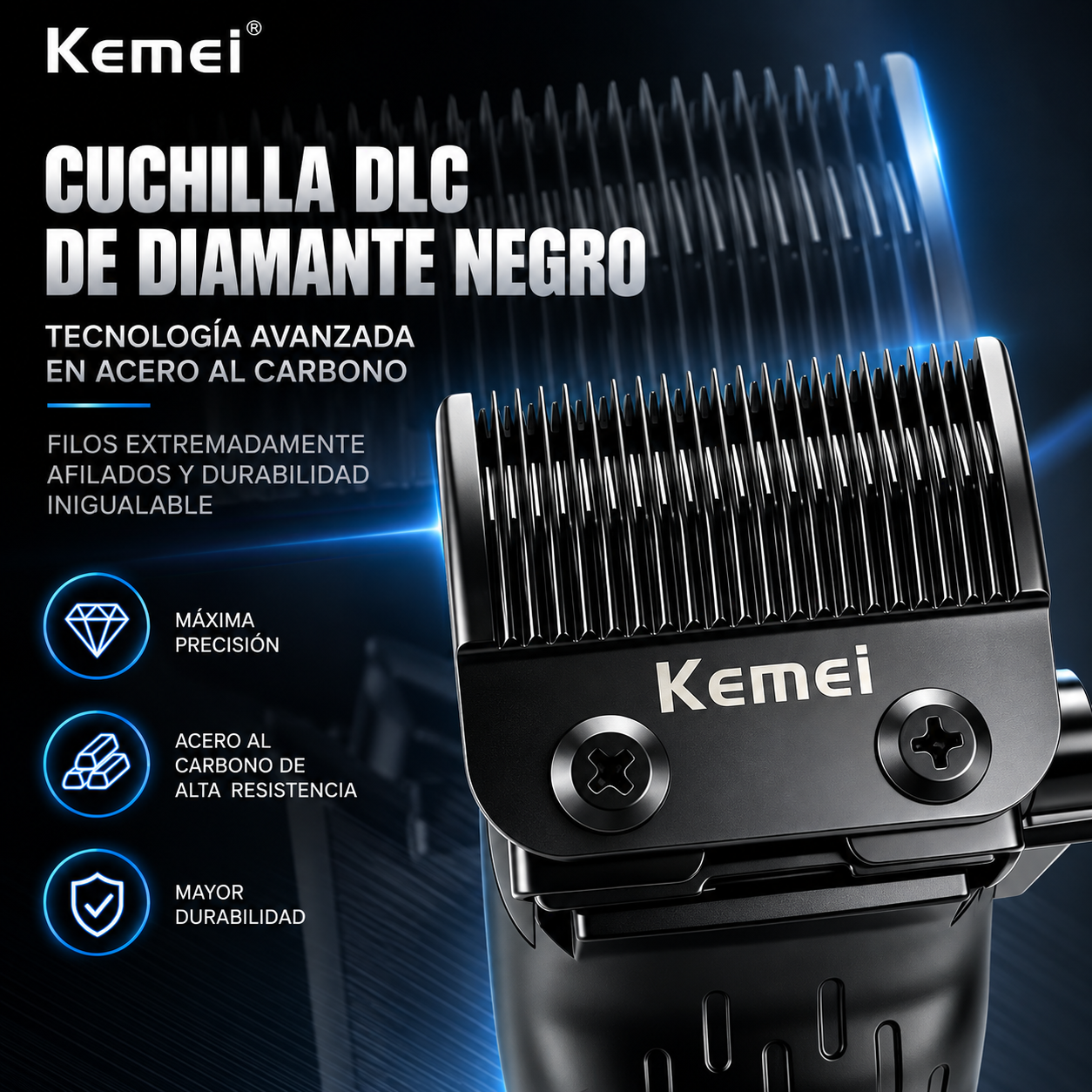 Cortadora De Pelo Kemei 7.500 Rpm Km-1386 - Imagen 3